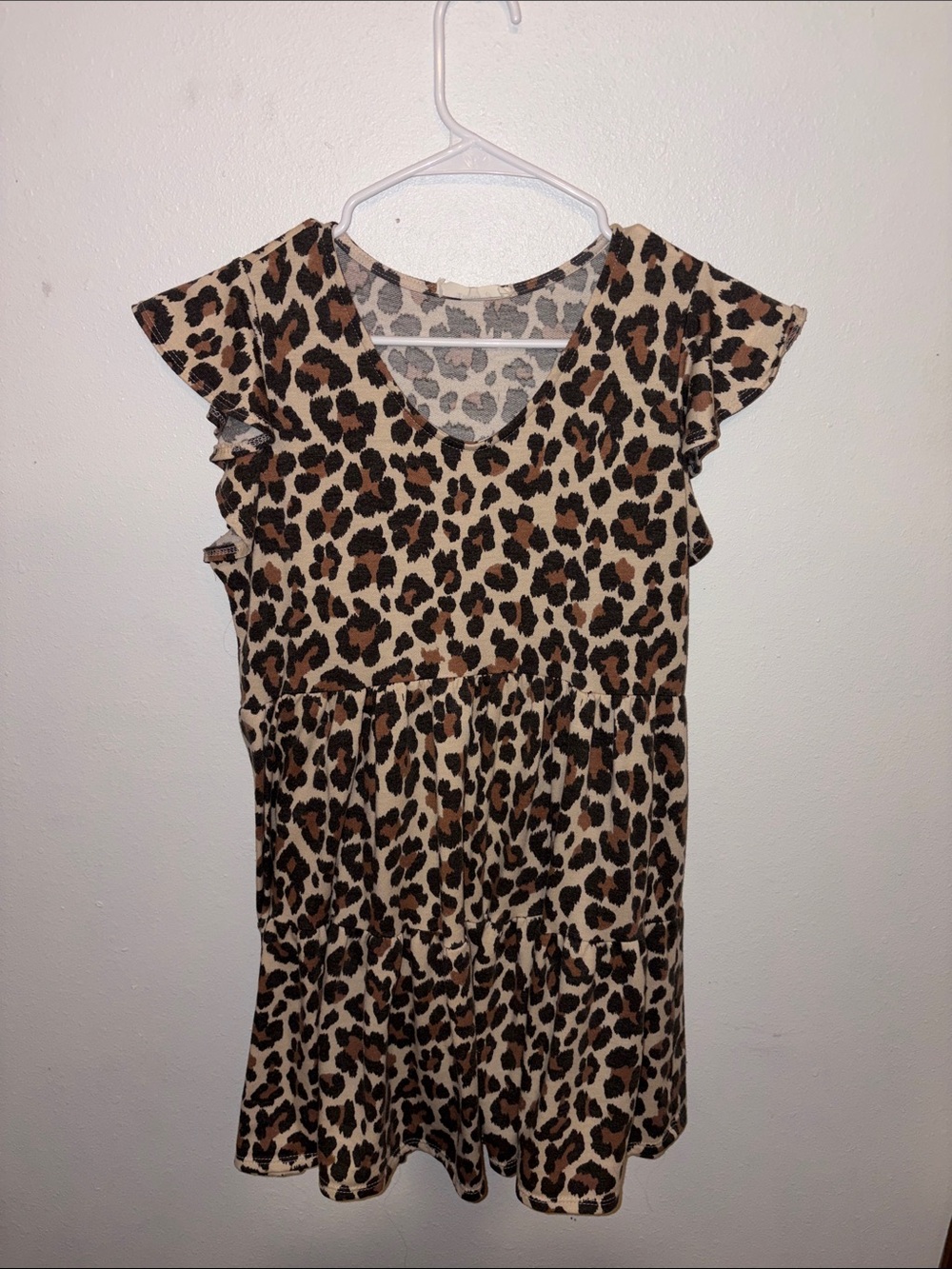 Leopard Print Mini Dress - Brown/Cream